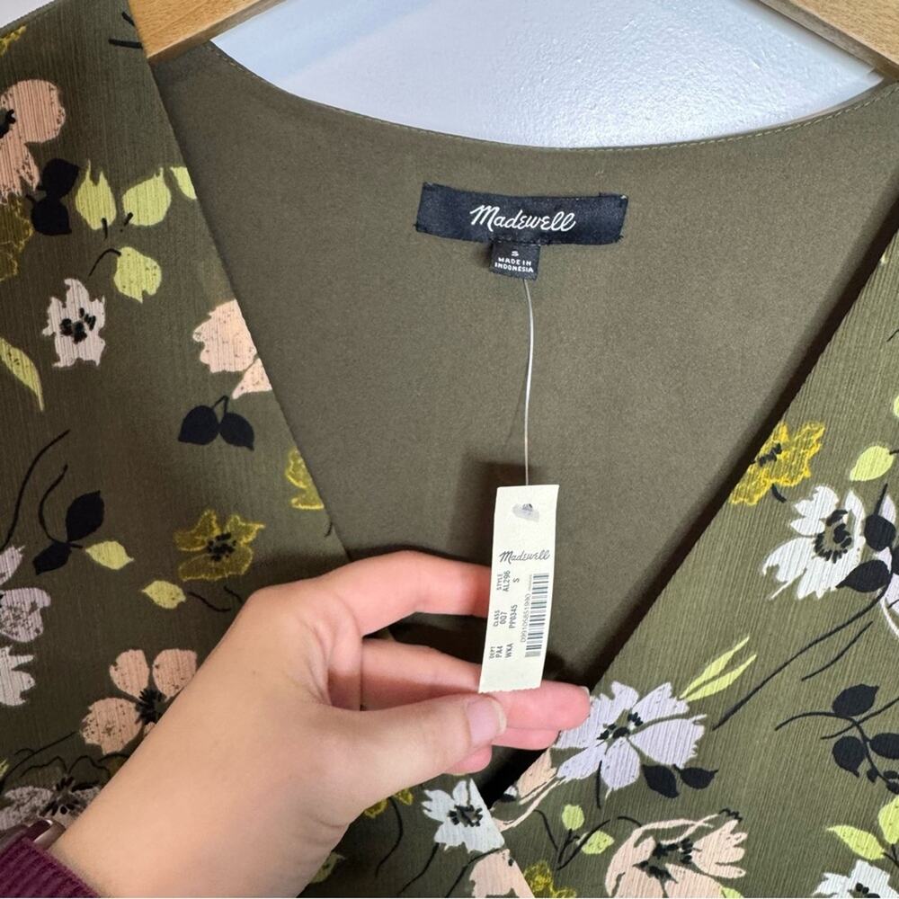 NWT Madewell Cinch Waist Tiered Midi Dress Wildblooms Floral Green Size Small - Picture 3 of 6